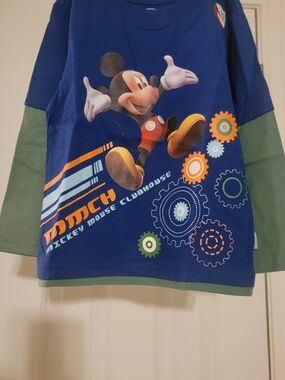 Mickey Mouse Blue & Green Layered-Look Kids Tee